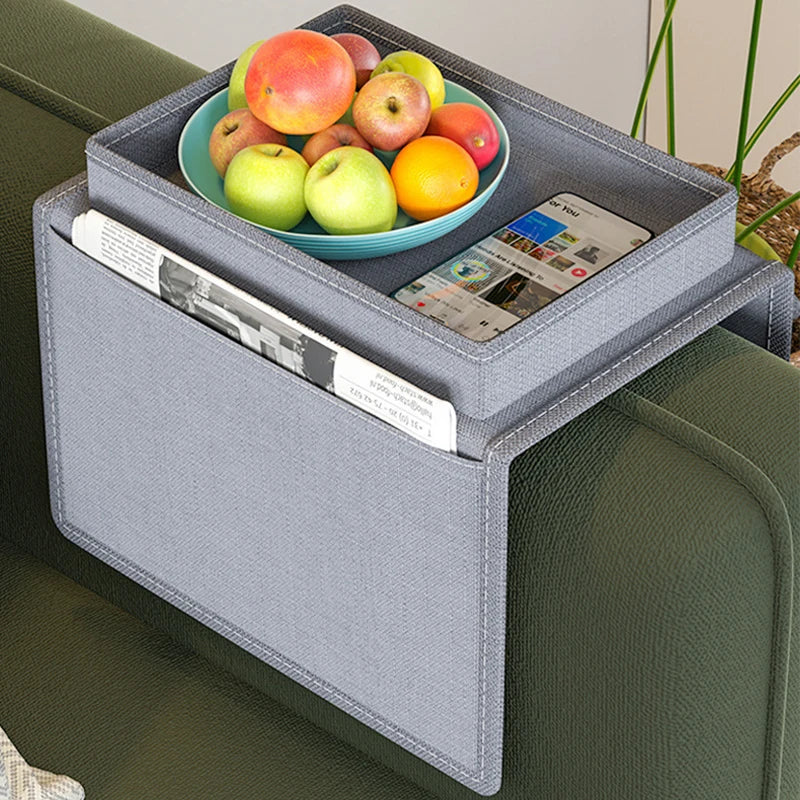 Sac rangement tissu géométrique gris adhésif accoudoir canapé moderne porte télécommande mouchoirs papier