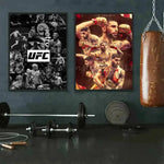 affiche ufc boxeurs moderne sportive noir blanc rouge jetro cadre bois chambre salonhôtel