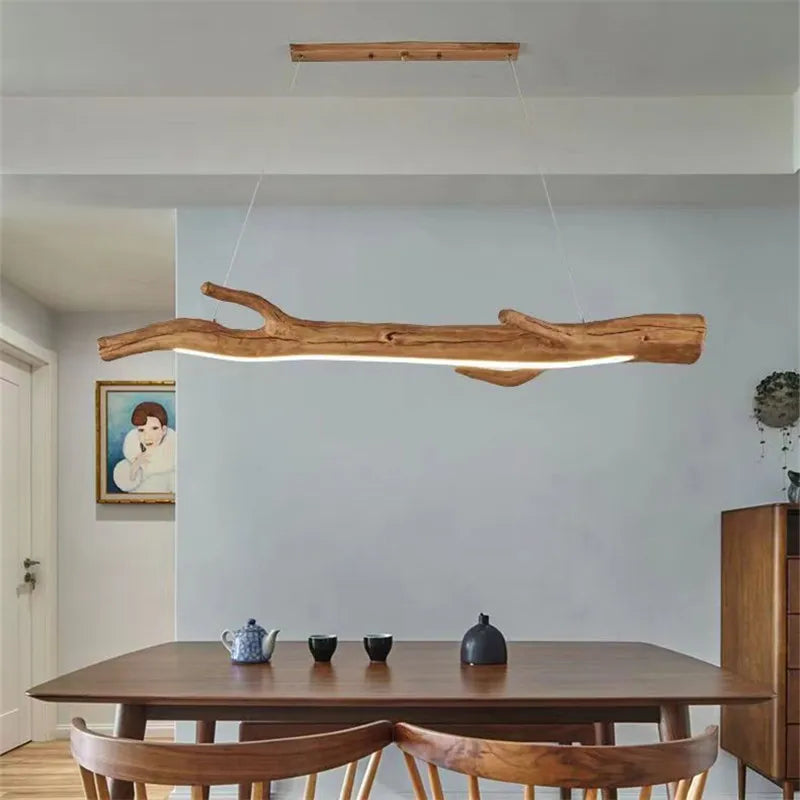 lampe suspendue moderne rustique bois naturel blanc opacité chambre salon
