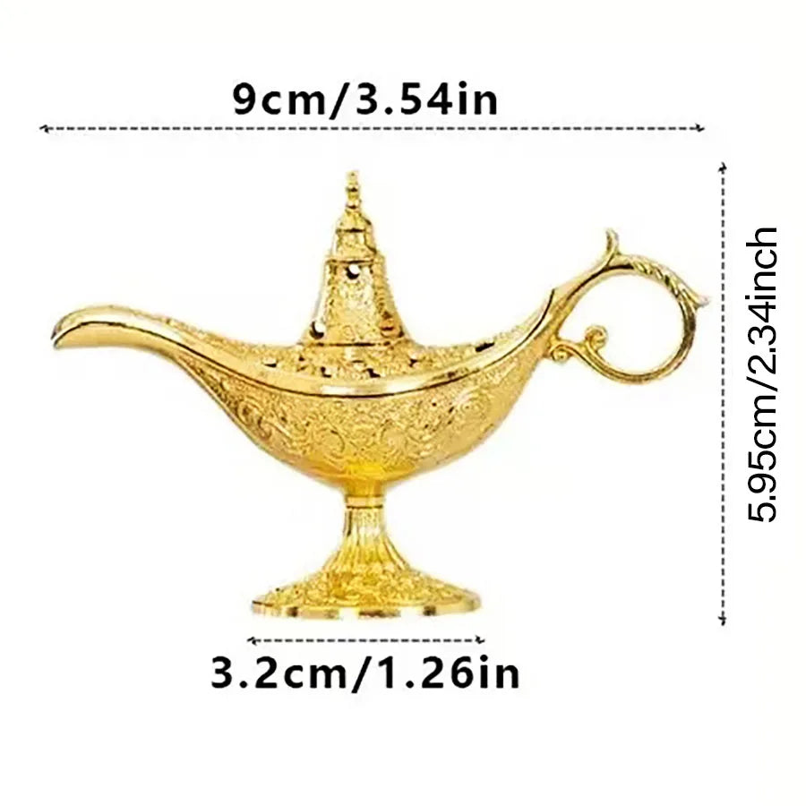 brûleur d'encens or lampe aladdin oriental décoration florale aromathérapie maison salon