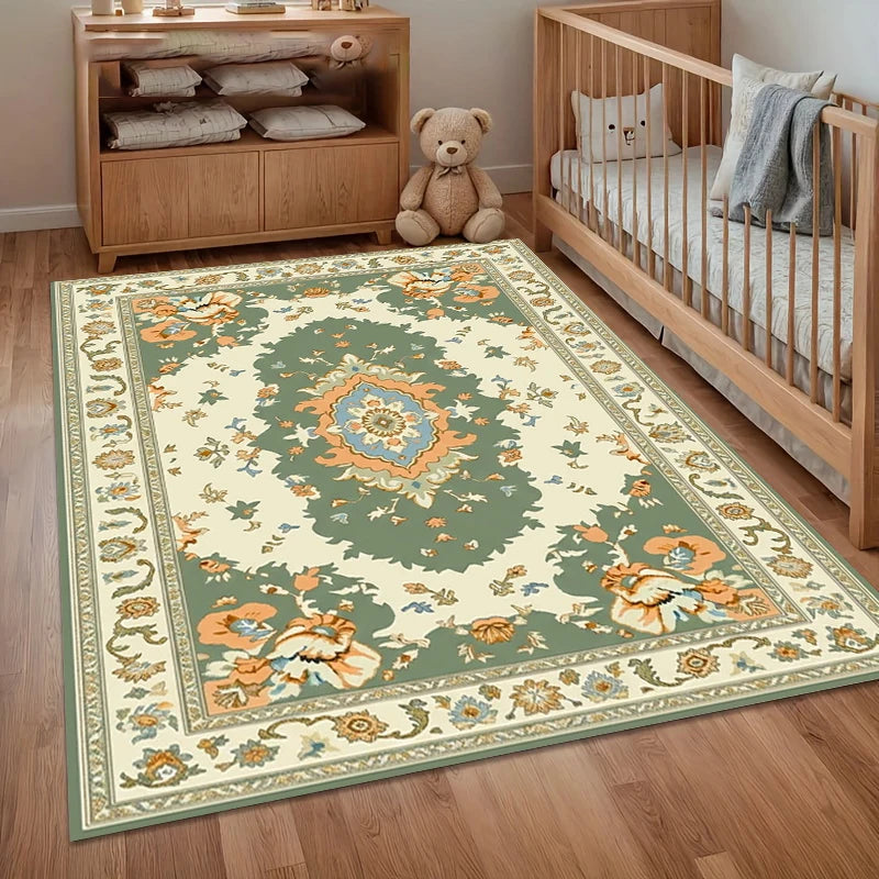 tapis turquois floral salon chambre moderne géométrique polypropylène polyester absorbant anti dérapant