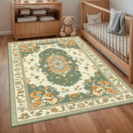 tapis turquois floral salon chambre moderne géométrique polypropylène polyester absorbant anti dérapant
