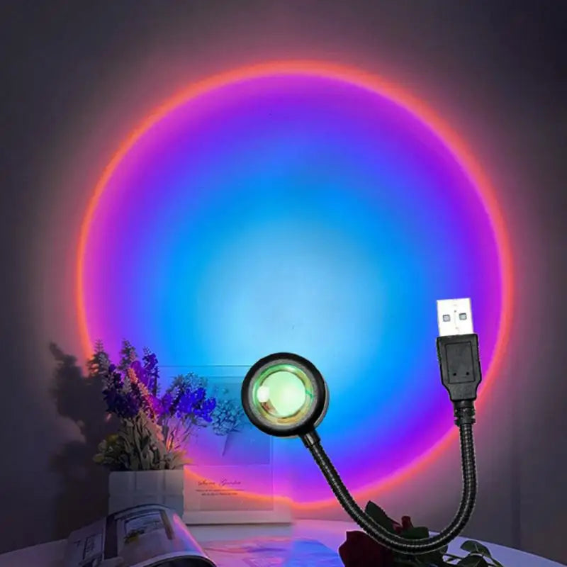 lampe d'ambiance projection soleil lune couleur rouge bleu violet ambiance nocturne flexible usb