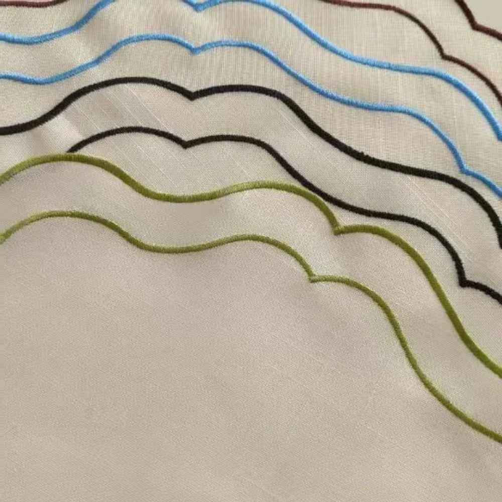 serviettes table moderne rayures ondulées blanc vert bleu noir respectueux environnement individuelles table