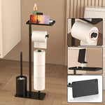 support toilette moderne noir acier inoxydable plaque carrée rouleaux papier toilette brosse wc plateau