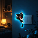 stickers murals chats dessin animé adhésifs noirs souriants salle opaques pvc enfants chambrecoration nocturne