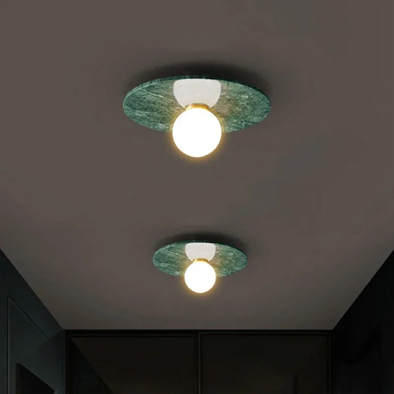 plafonnier moderne marbre blanc vert doré lampe salon chambre décoration intérieur
