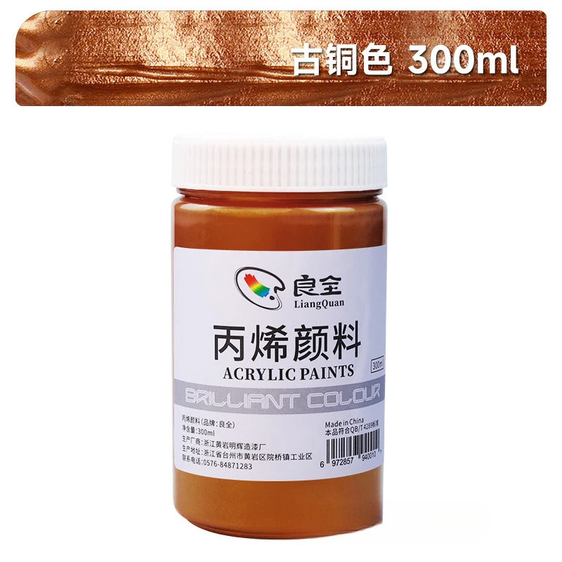 peinture acrylique métallique pigment or argent bronze 300ml art chinois restauration bouddha toile verre