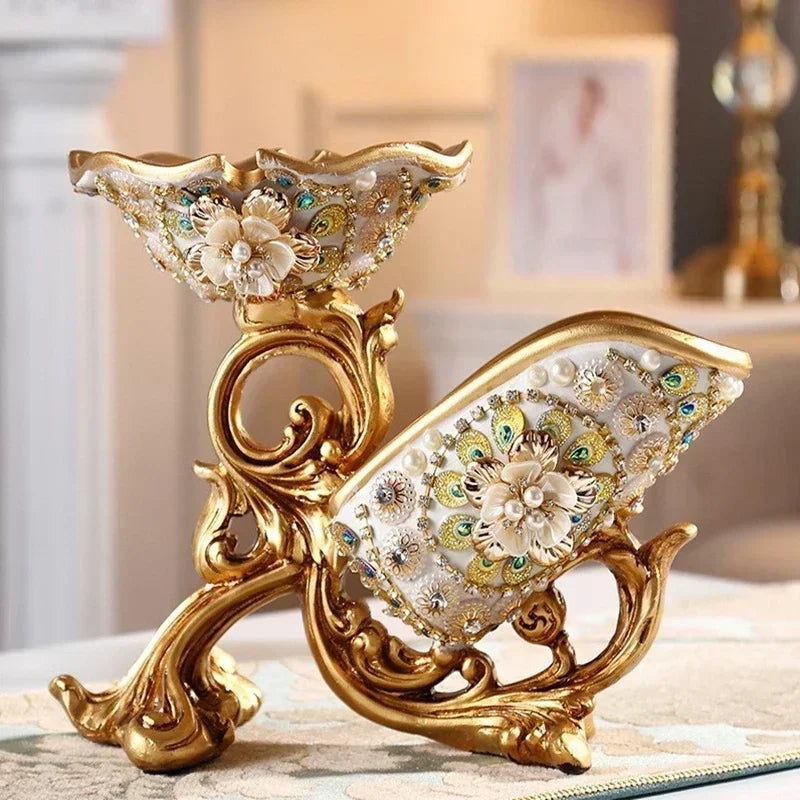 support verres bouteille vin or blanc motifs floraux baroque strass moderne