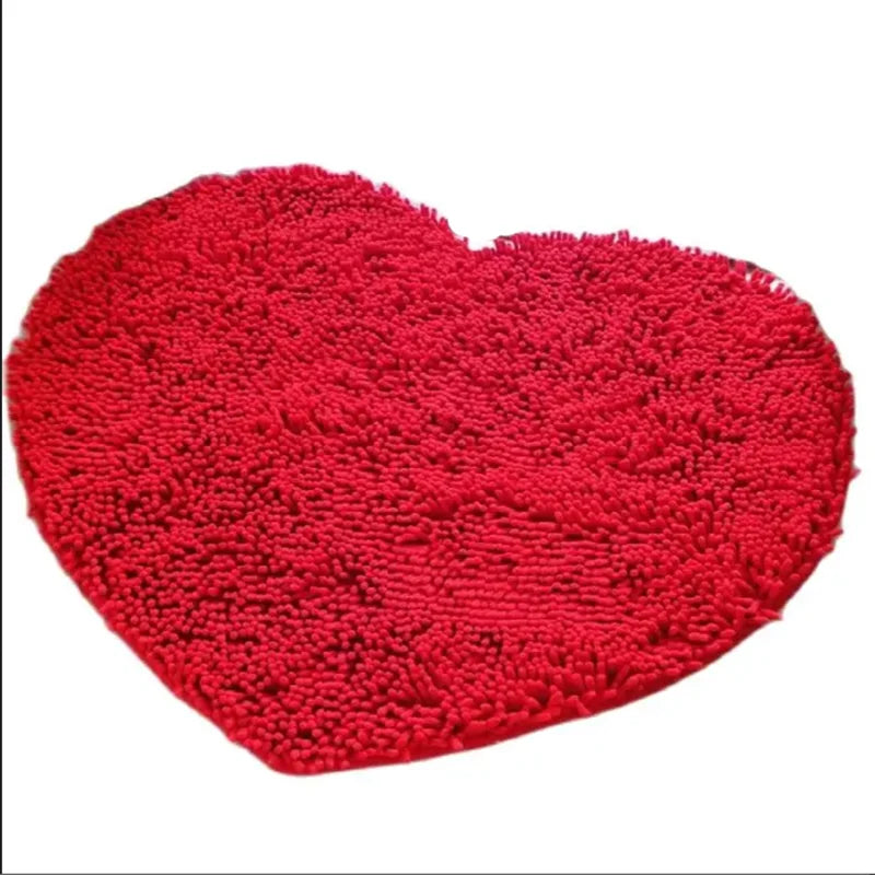 tapis rouge pelucheux coeur moderne résistant antidérapant sol bain chambre adultes