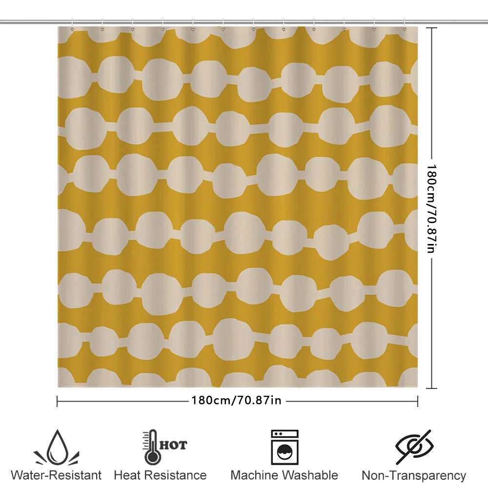 rideau douche jaune moderne motif cercles polyester respectueux environnement 180x180cm opaque annuaux suspension