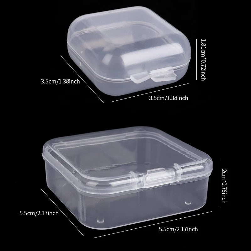 boîtes rangement transparentes modernes clips fermeture poignées 3.5cm 5.5cm bijoux pièces crafts