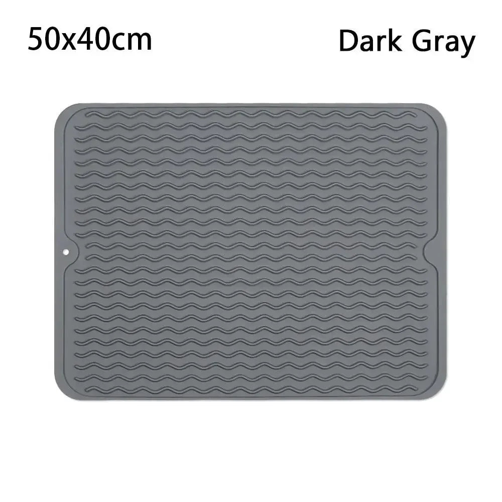 tapis table silicone rectangulaire moderne rayures ondulées gris noir protection cuisine support vaisselle