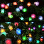 guirlande lumineuse solaire multicolore fleurs roses moderne 20 fleurs panneau solaire extérieur autonomes
