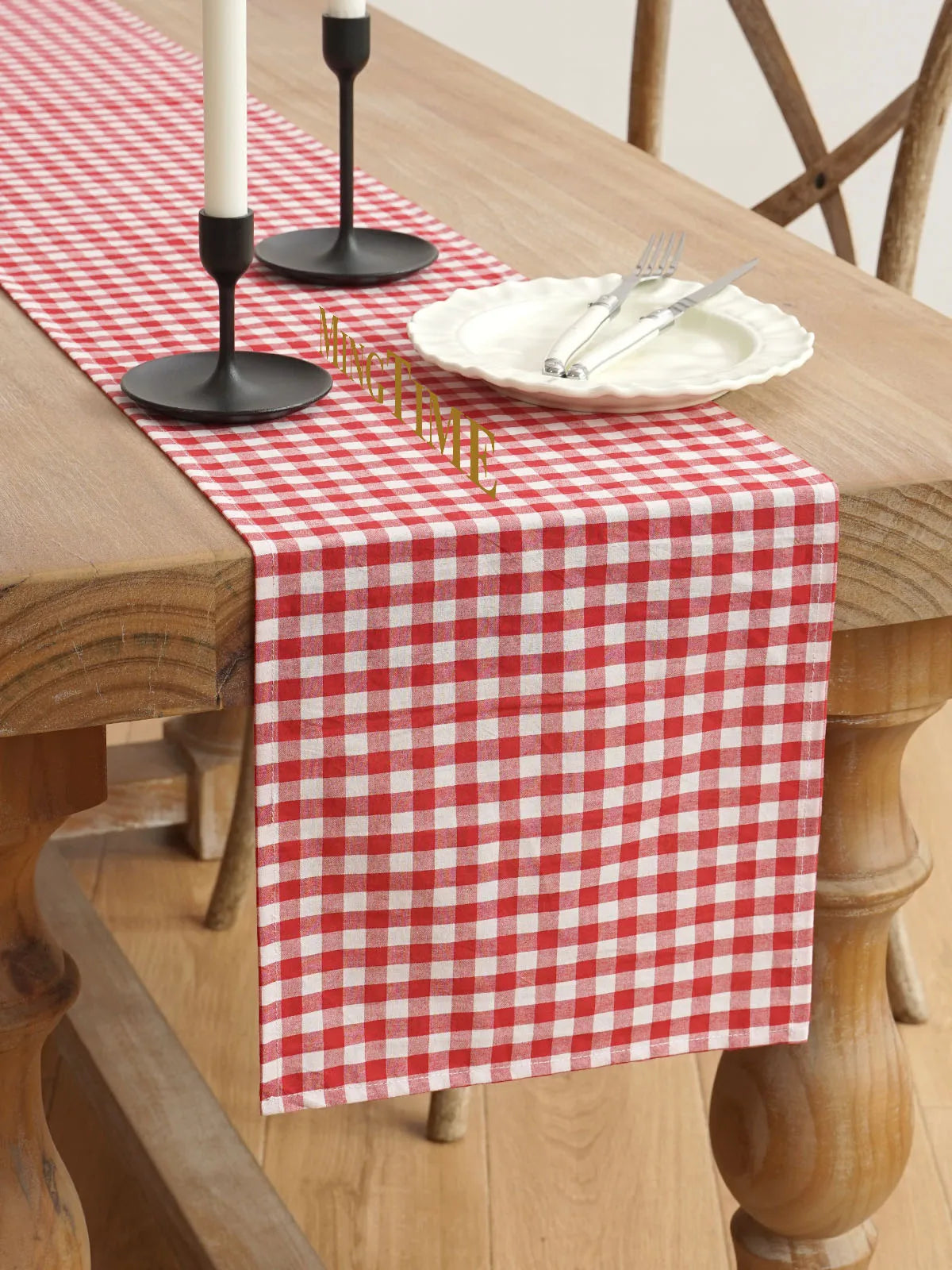 table chemin rouge blanc carreaux classique halloween noël fête mères action grâces