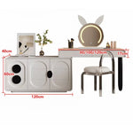meuble multifonctionnel moderne tiroirs miroir tabouret bois géométrique beige noir