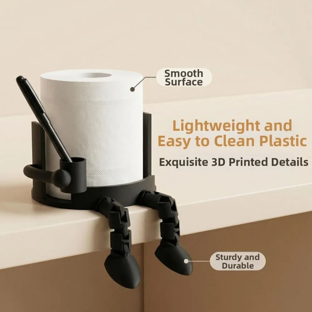 porte papier toilette décoratif blanc noir imprimé 3D ludique pieds articulés