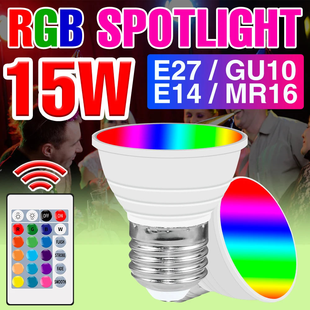 ampoule led e27 gu10 mr16 e14 blanc moderne télécommande 24touches variable ambiance chambre