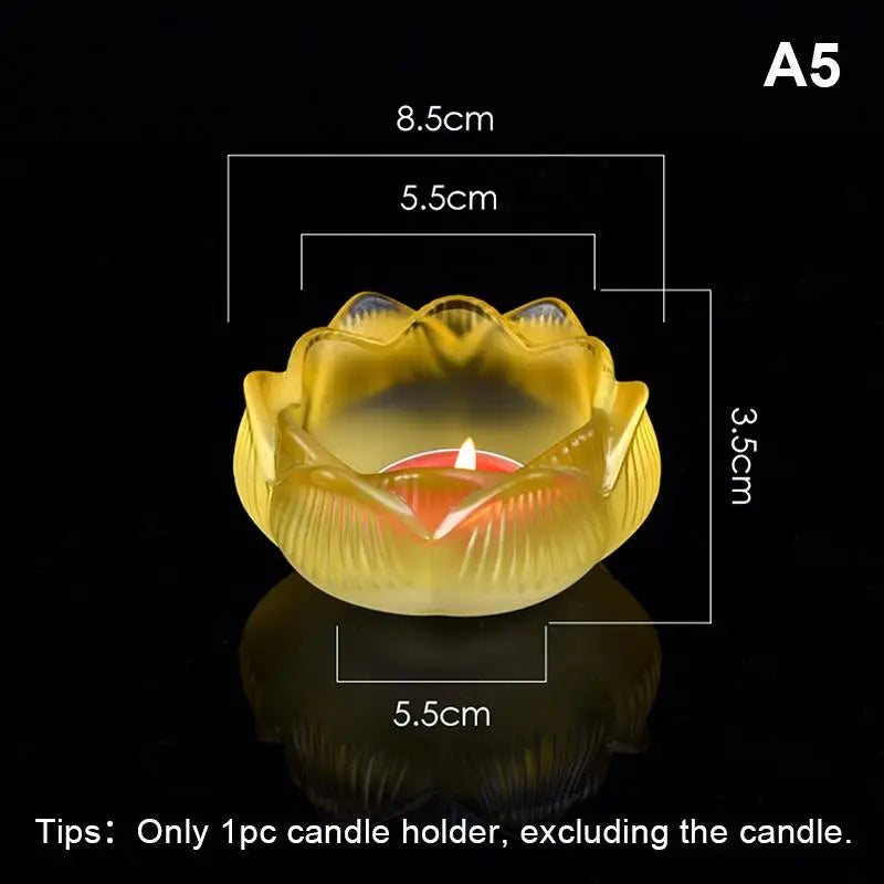 support bougie verre transparent forme fleur lotus décor maison artisanal coupe vent porte bougie