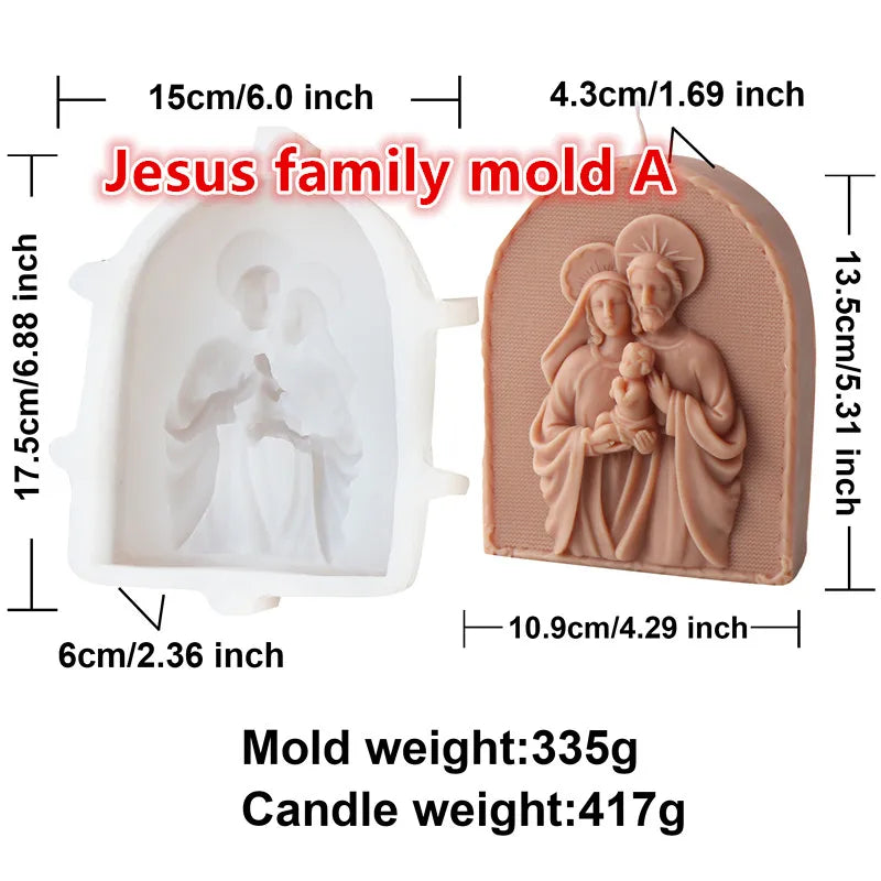 moulages bougies sculptées jésus nativité christ relief classique religieux silicone opaques