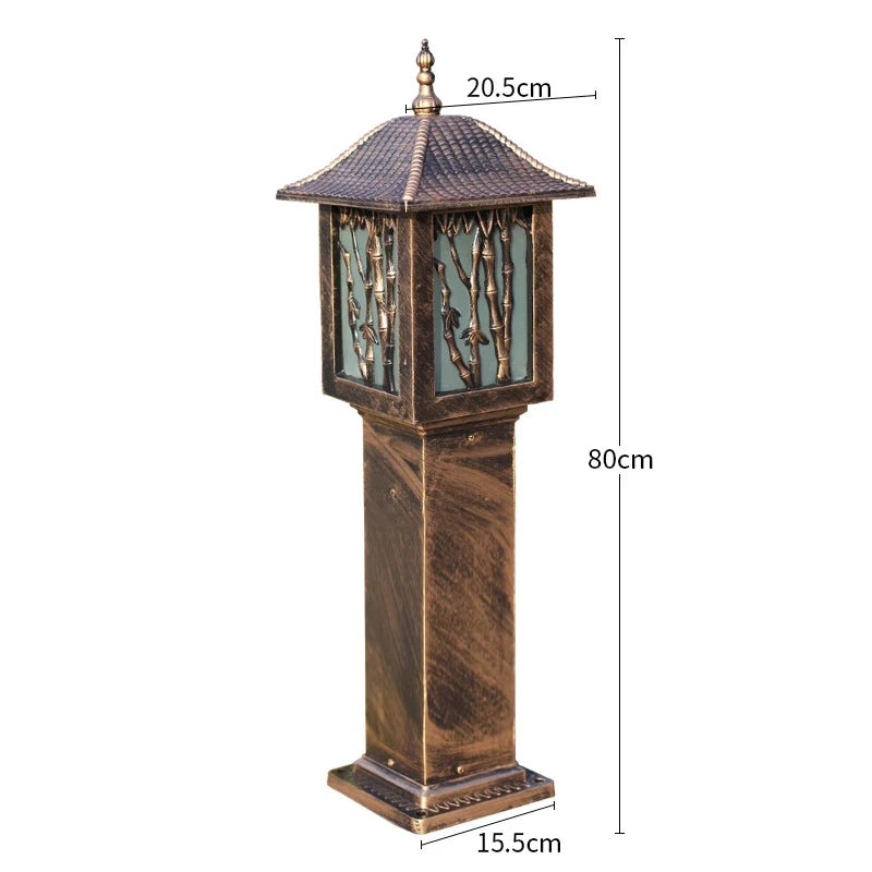 lanterne jardin noire bronze bambou doré ip65 étanche led 80cm classique orientalextérieur