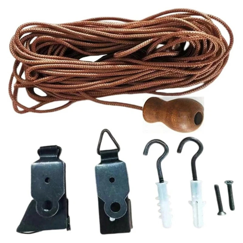 corde rideau marron clair tissée moderne clips crochets vis 12m