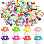 champignons décoratifs résine rouge blanc vert bleu orange rose violet points blancs chapeau fairy