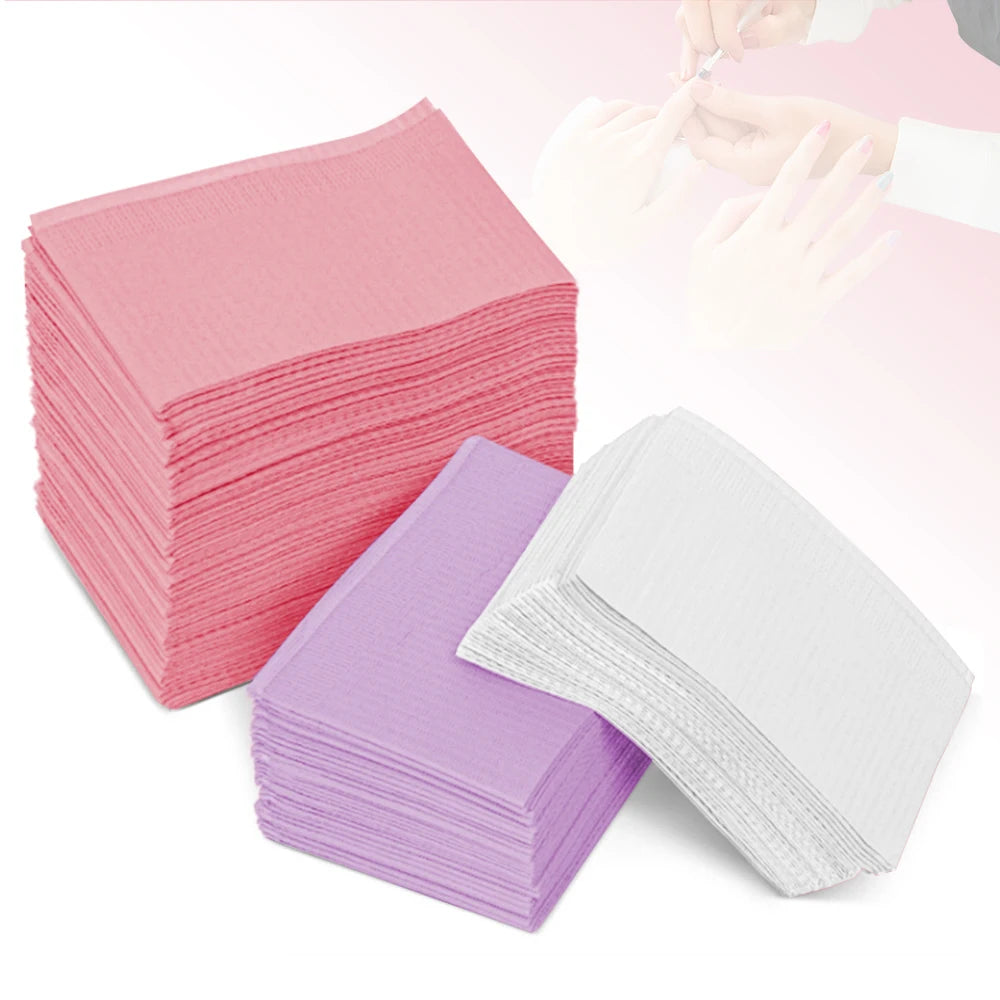 serviettes jetables rose violet blanc rayées modernes manucure outils scies taille grande