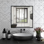 miroir mural moderne minimaliste noir blanc quadrillage rond chambre salon