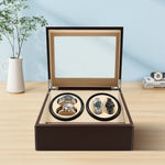boîte montres rotative moderne compartiments rotatifs compartiments rangement bois noir beige