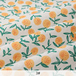 tissu coton lin floral orange feuilles blancs vintage naturel 180x150cm 45x150cm 90x150cm résistance abrasion