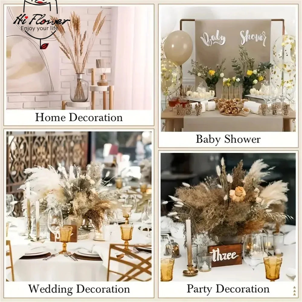 bouquet fleurs séchées pampa plumes fines beige blanc rose pâle naturel rustique clips decoration