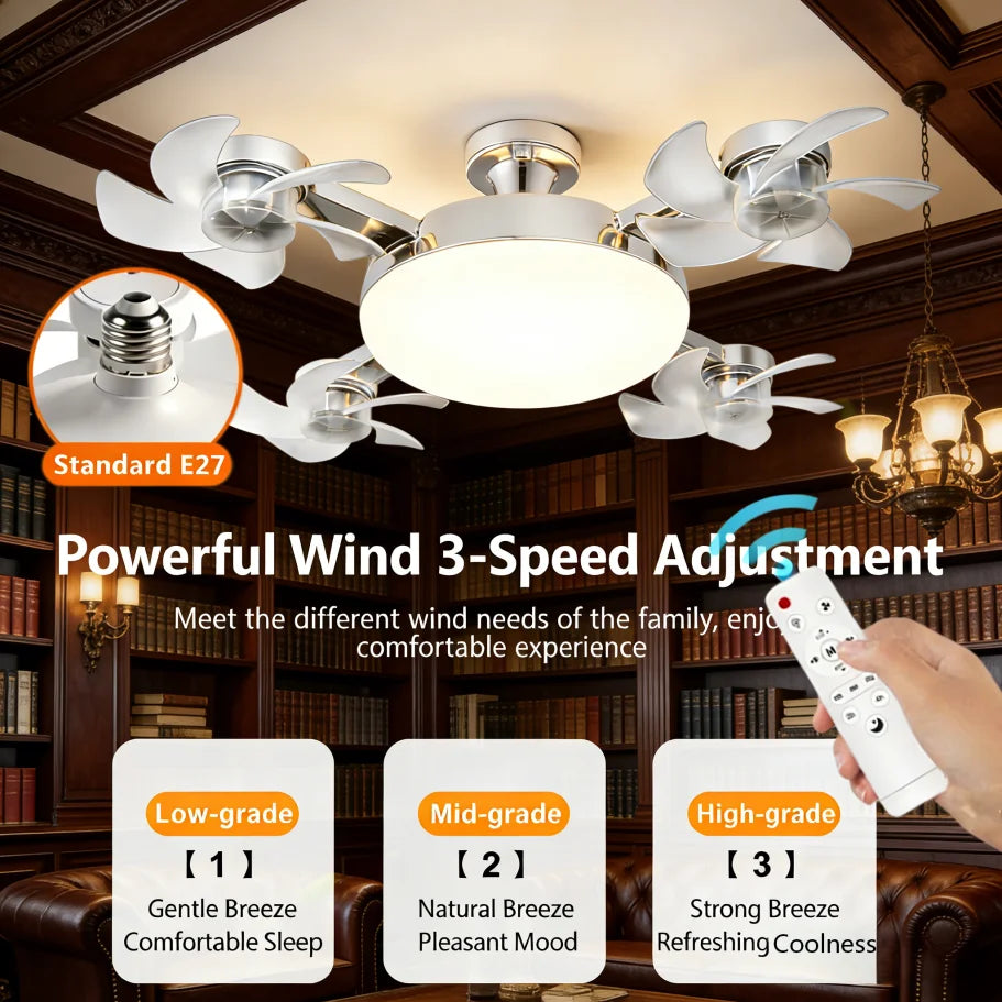 ventilateur plafonnier lampe led blanc moderne télécommande têtes ac 85 265v ul rohs cem