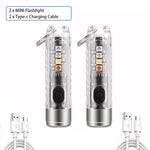 mini lampe poche rechargeable led argentée verte bleue portable annneau porte cle compact