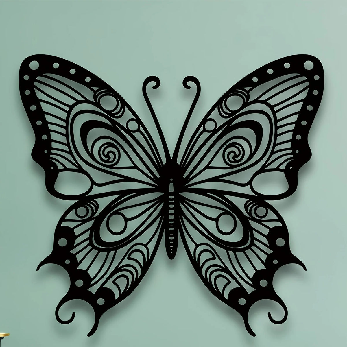 décoration murale métal papillon noir gris motif zentangle opaque contemporainintérieur chambre salon