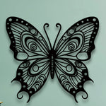 décoration murale métal papillon noir gris motif zentangle opaque contemporainintérieur chambre salon