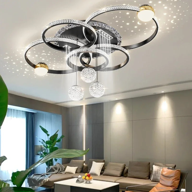 lustre moderne or cristaux scintillants suspension sphérique orientable chambre salon