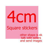 sticker personnalisable adhésif imperméable moderne blanc rose jaune vert bleu noir imprimé brillant 50pcs