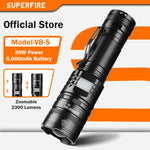 lampe torche led rechargeable 36w 5000lm noir robuste banque alimentation usb