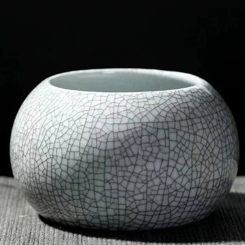 pot fleurs céramique porcelaine glacé craquelé moderne minimaliste vert gris opaque