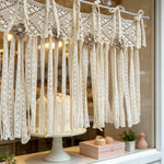 rideau crocheté boho chic beige floral franges opalescent main decoration chambrecoration farmhouse decoration