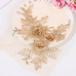 applique textile fleurs brodées doré clair mariage tissu microfibre 3d opaquement broderie fine