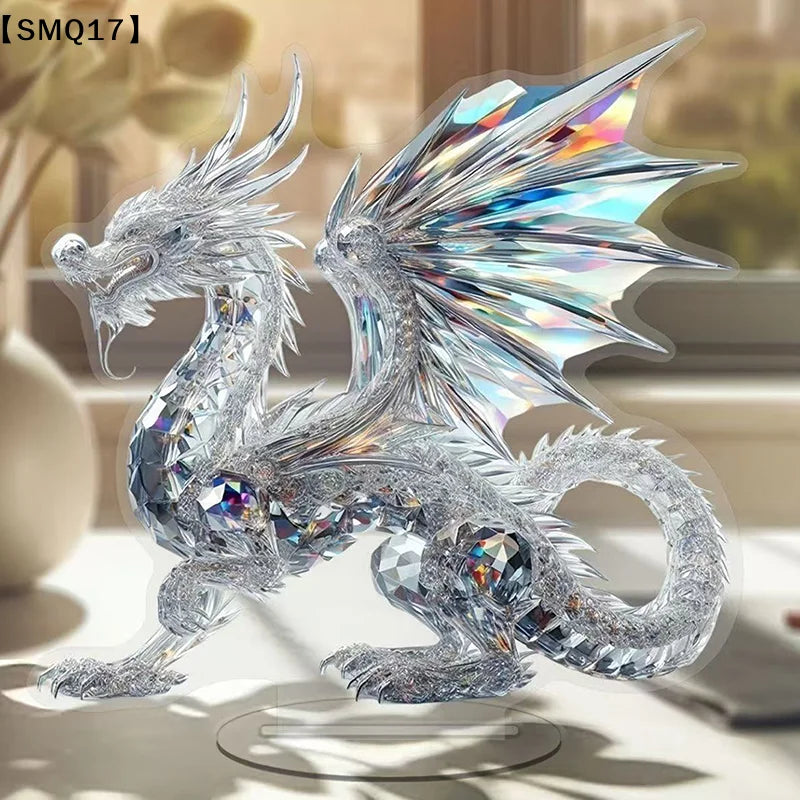 décoration sculpture animal résine transparente multicolore diamantée artisanale moderne base plate