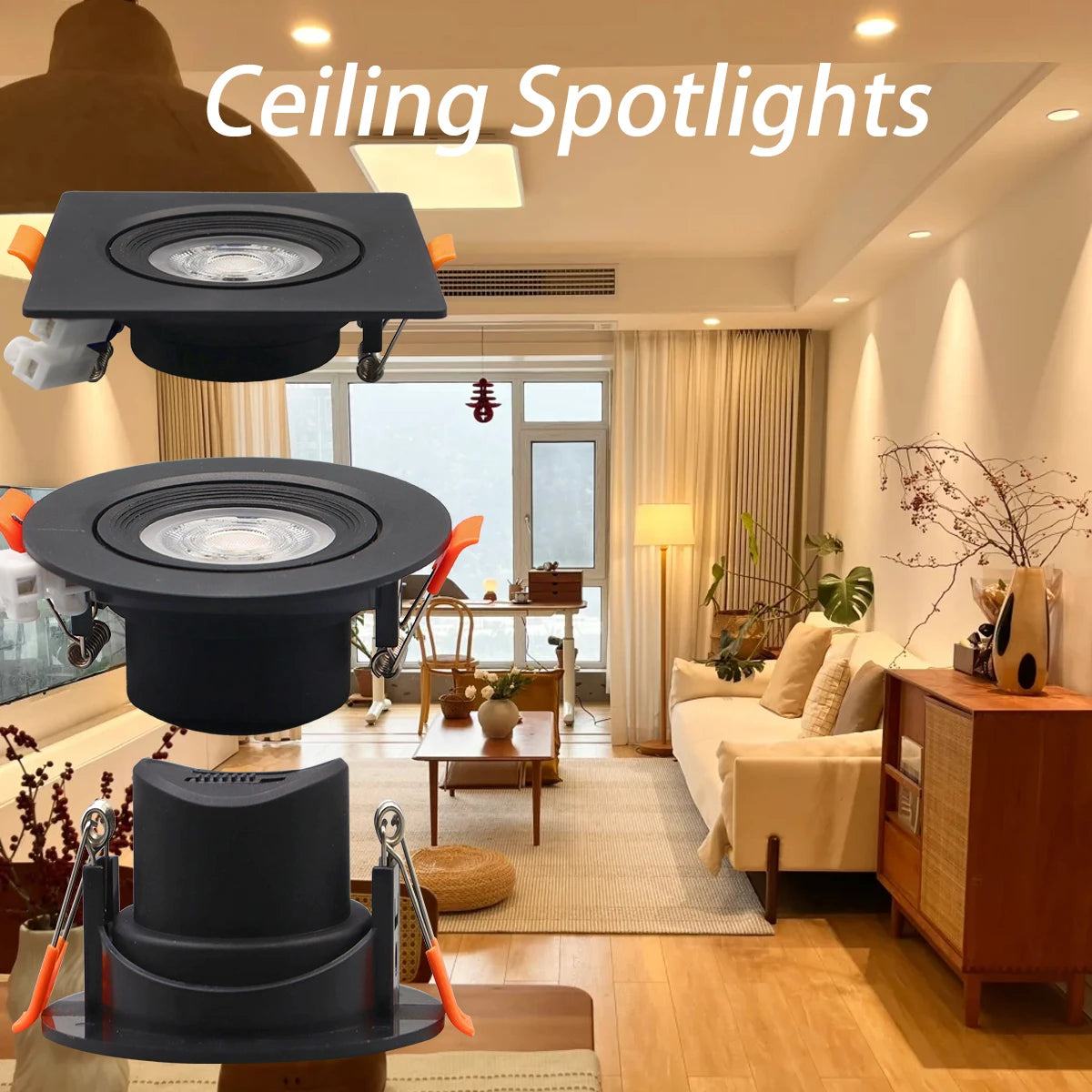 projecteur led plafonnier noir blanc rond moderne clips antiéblouissement 6w 10w 14w 17w 20w