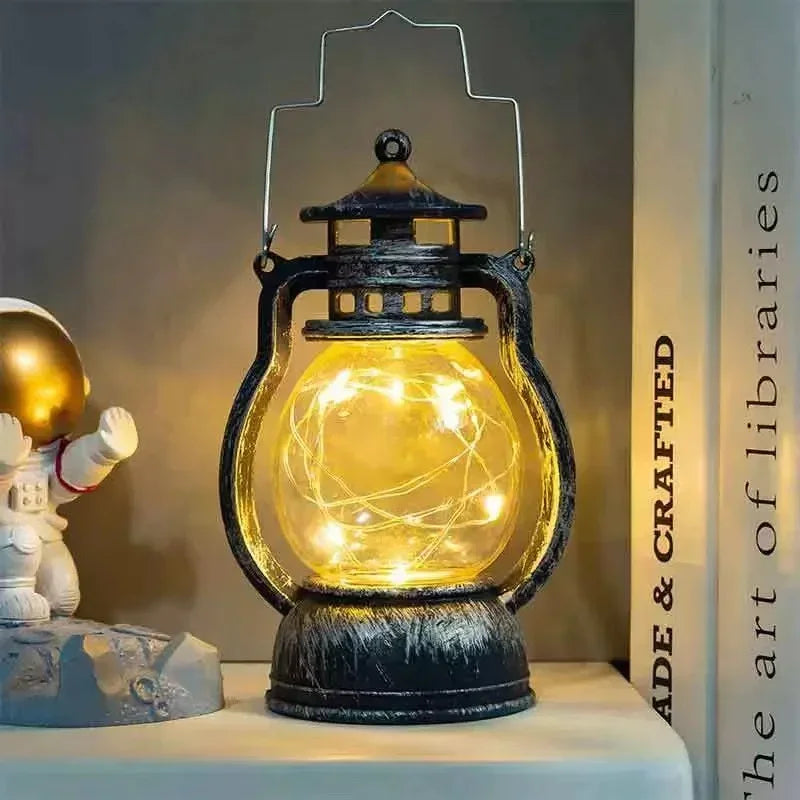 Lanterne décorative transparente argent or vintage motifs géométriques anneaux métalliques lumière maison
