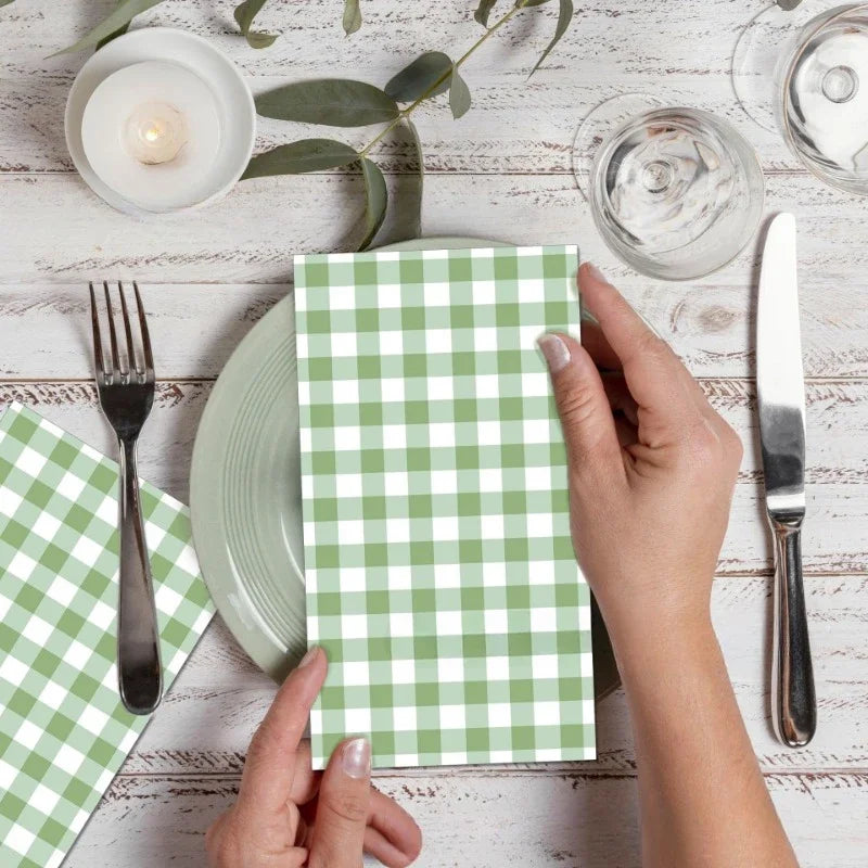 Set de table vert pour mariage champêtre