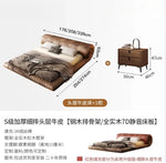lit marron clair minimaliste simili cuir bois oreiller coussin carré king size queen size