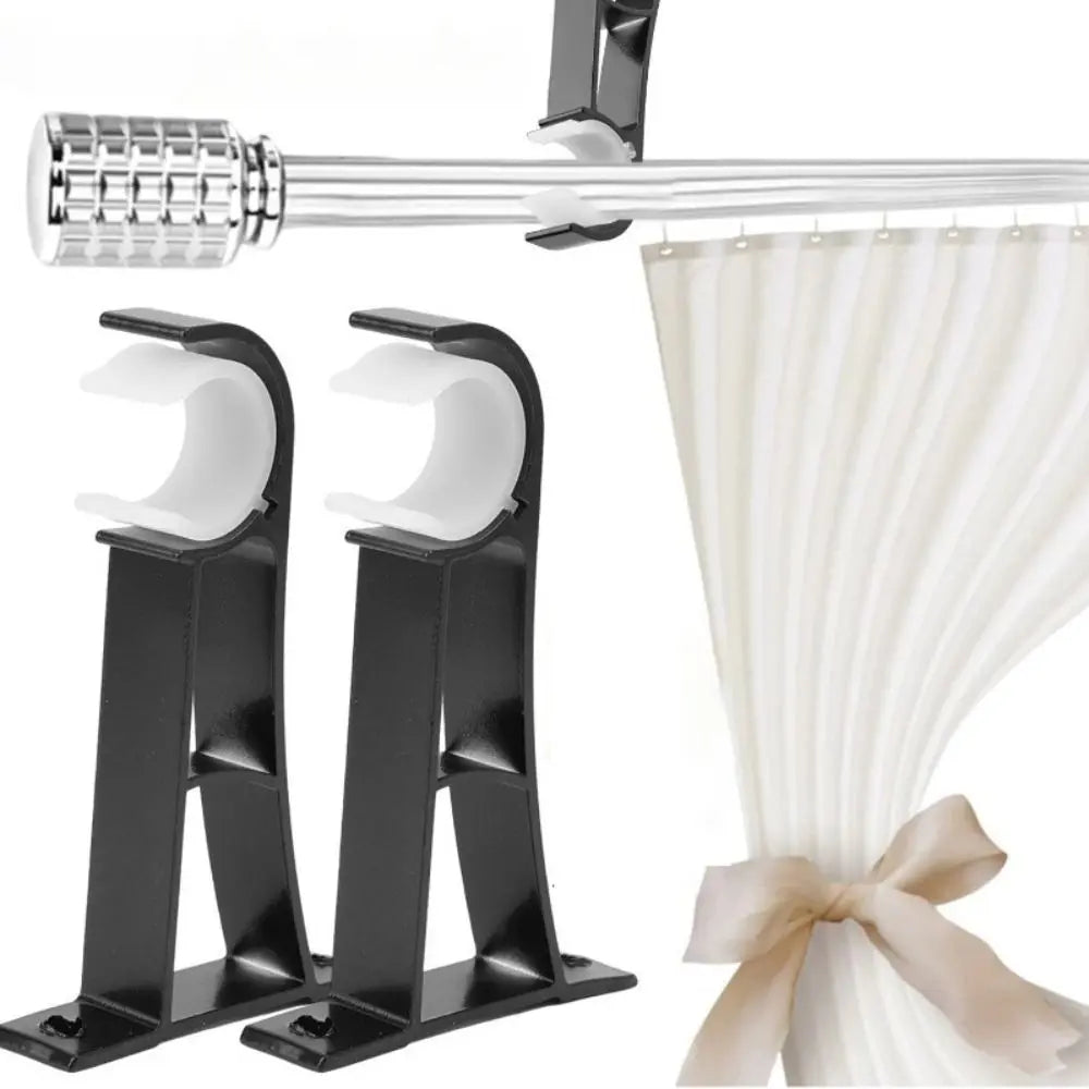 support rideau aluminium noir blanc clips moderne fenetre barre tringle fixations quincailleries decoration
