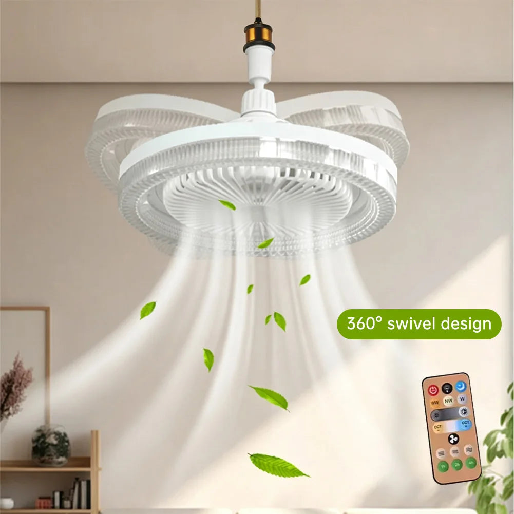 ventilateur lumière led blanc moderne vitesses réglables télécommande fixations suspension