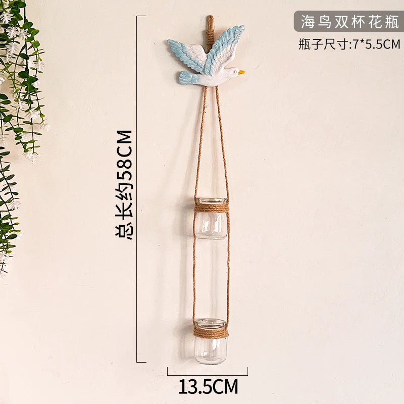vases suspendus transparents vintage coquillages étoiles rustiques éléments naturels